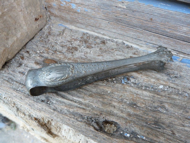 Millésime 1900 Vieux Français de Sucre Pinces Lion Griffes Plaqué Argent