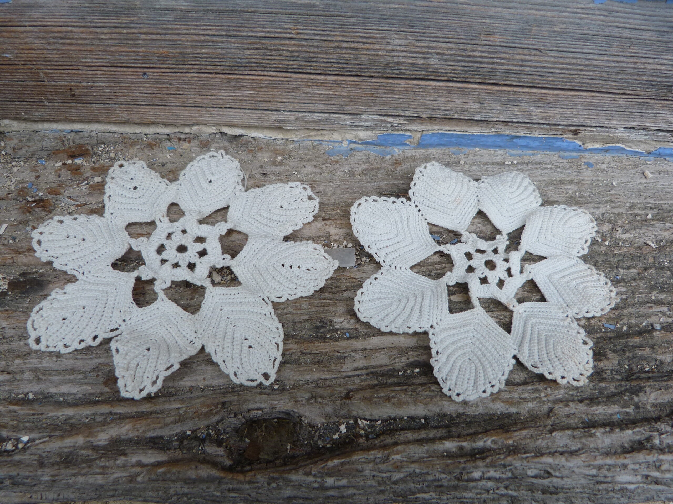 Ensemble de 2 Applications en Coton Blanc Fait Main 1900