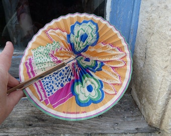 Vintage  old French advertisment foldable fan Peppermint Get Aperitive advertising