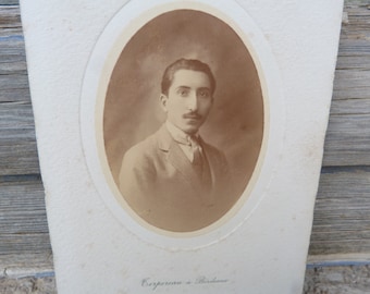 Antique. Victorian French Man portrait photography  sepia