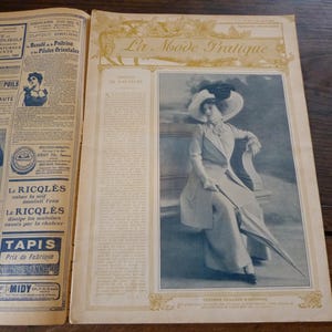 Vintage oud Frans gedateerd 14 augustus 1909 Nummer Magazine La Mode Pratique + Naaipatronen