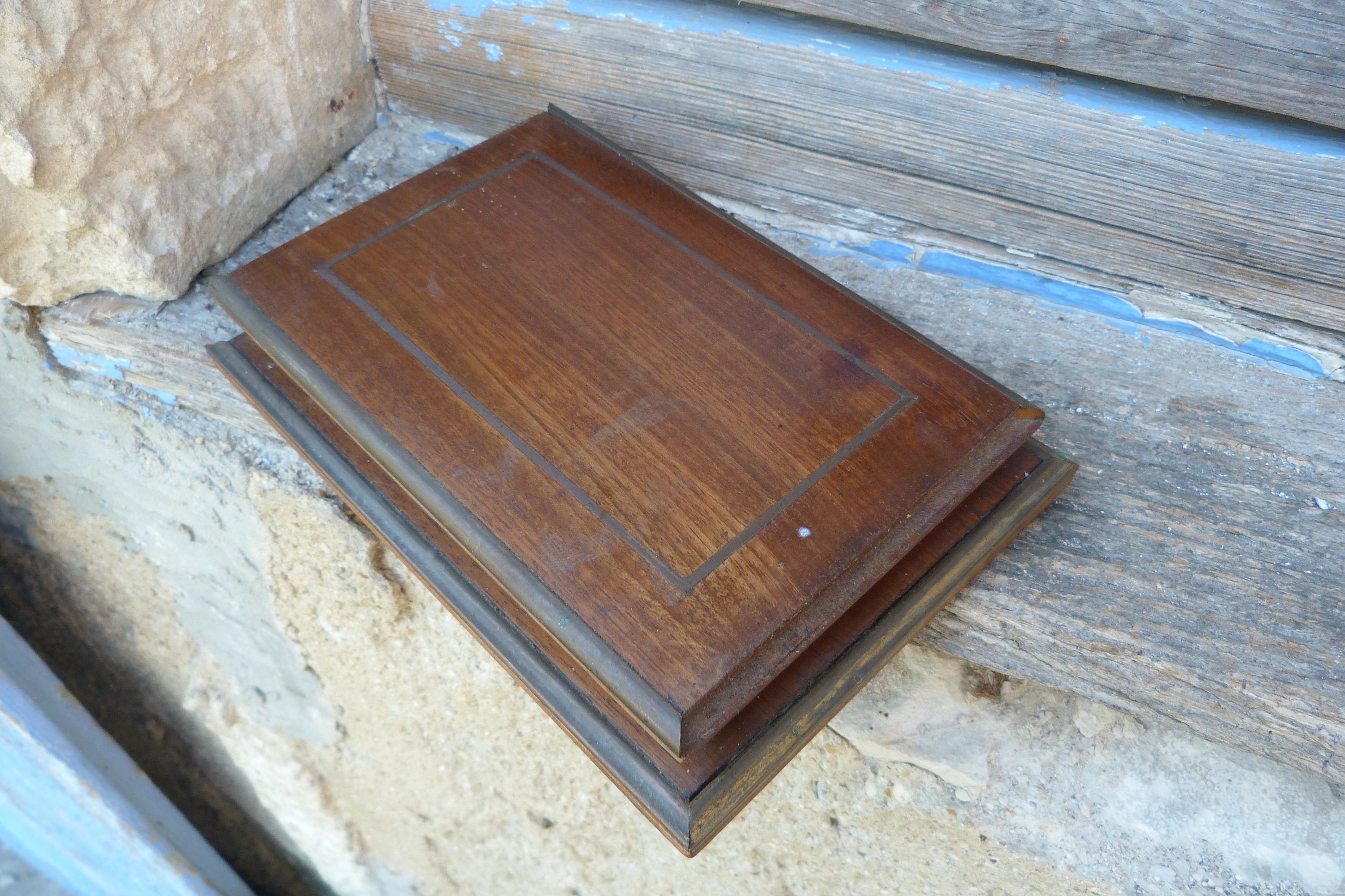 Ancien Bloc Note Carnet d'adresse de Bureau en Marqueterie