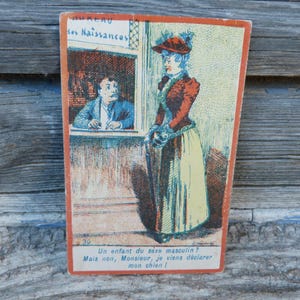 Antyczna francuska reklama chromolitograficzna z lat 1900. Manufacture de Chaussures