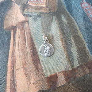 Vintage 1930 French religious silvered metal tiny medal