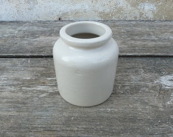 Vintage 1900 old French Mustard clay  pot  / Petit pot en gres/ saloir/ pot à graisse /primitive/Country