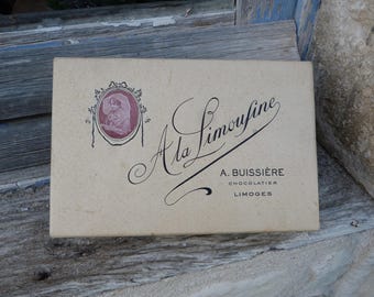 Vintage old French  Boudoir box confiserie /chocolate box/ A la Limousine