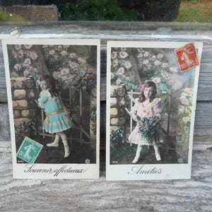 Carte postale photo recoloriée 1900/1910 lot de 2
