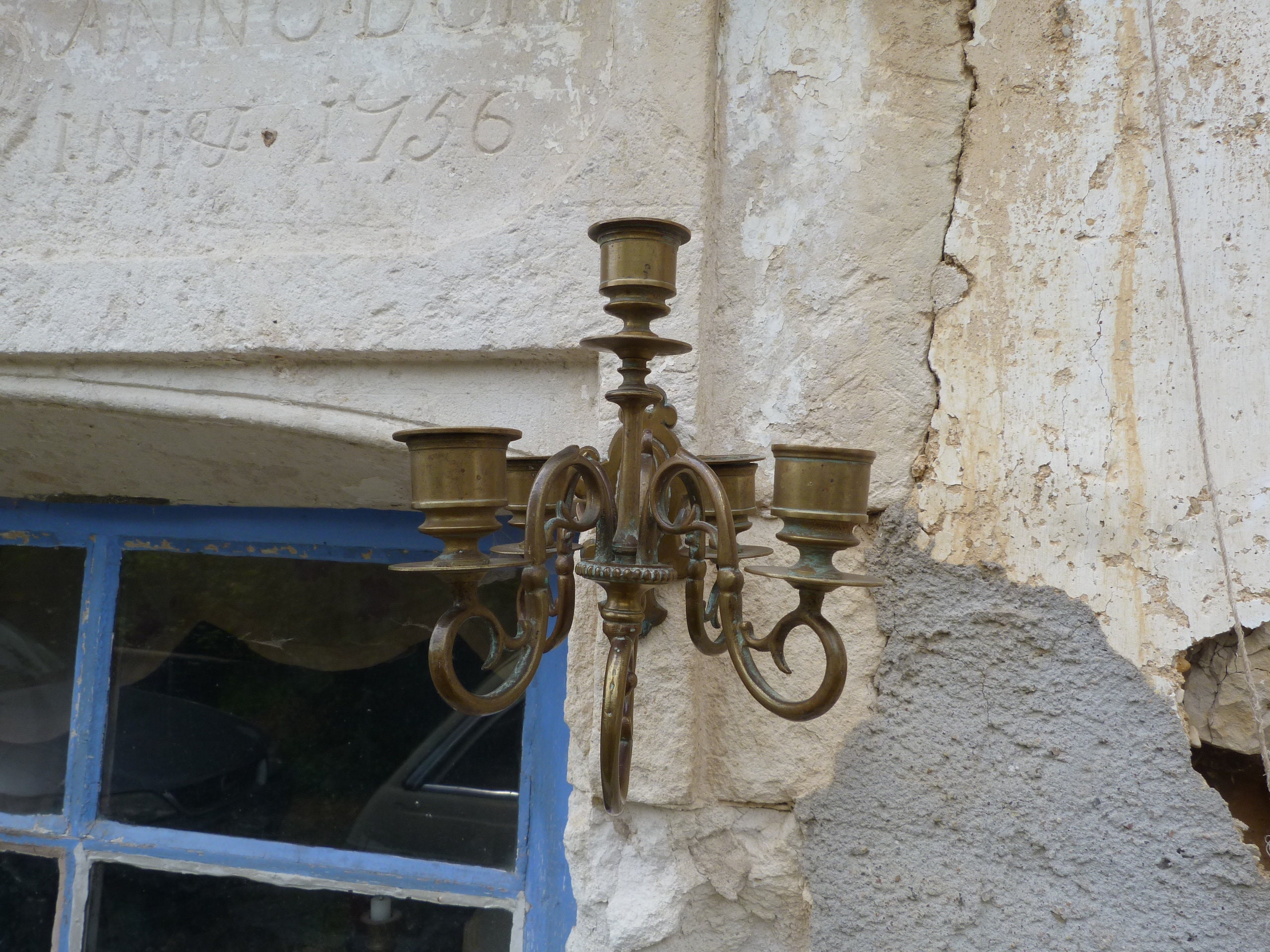 1900年代フランス製アンティークブロンズ製燭台（壁掛け式、キャンドル