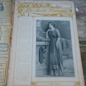 Vintage oud Frans gedateerd 5 juli 1913, uitgave tijdschrift La Mode Pratique + naaipatronen