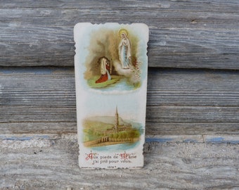 Vintage old  French  religious card first holy communion souvenir  1950