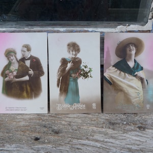 Lot de 3 cartes postales anciennes Personnages 1910