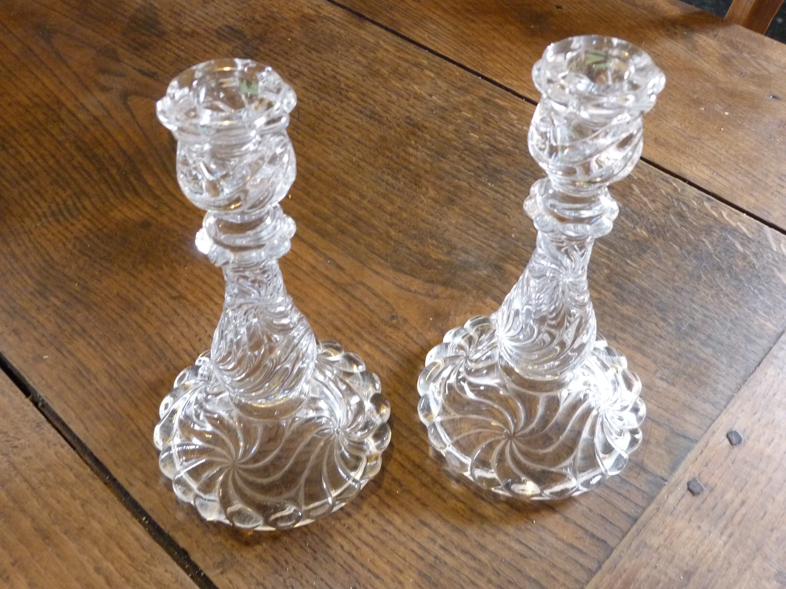 Ensemble de 2 Flambeaux Bougeoirs Cristal Baccarat Modele Bambou