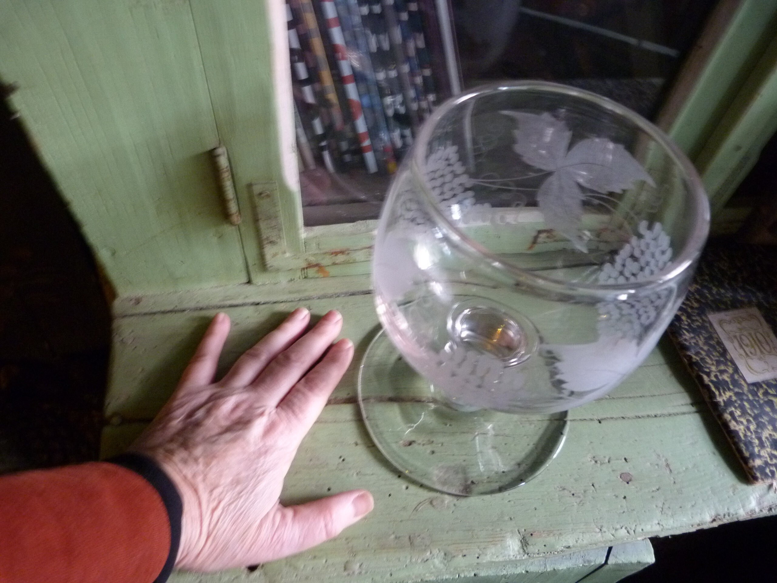Verre Coupe en Cristal Gravé à La Meule Verre de Mariage Xixème Siècle Motifs Vigne Raisins
