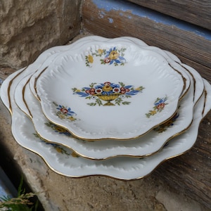 Vintage  old French Limoges set of 3 platters dishes raviers Art deco floral patterns