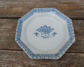 Vintage old French Early 18th Century French Rouen Faience 12.4"  dish platter