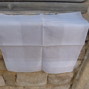 Pañuelo francés antiguo de algodón blanco de gran tamaño (41,9 x 43,8 cm)