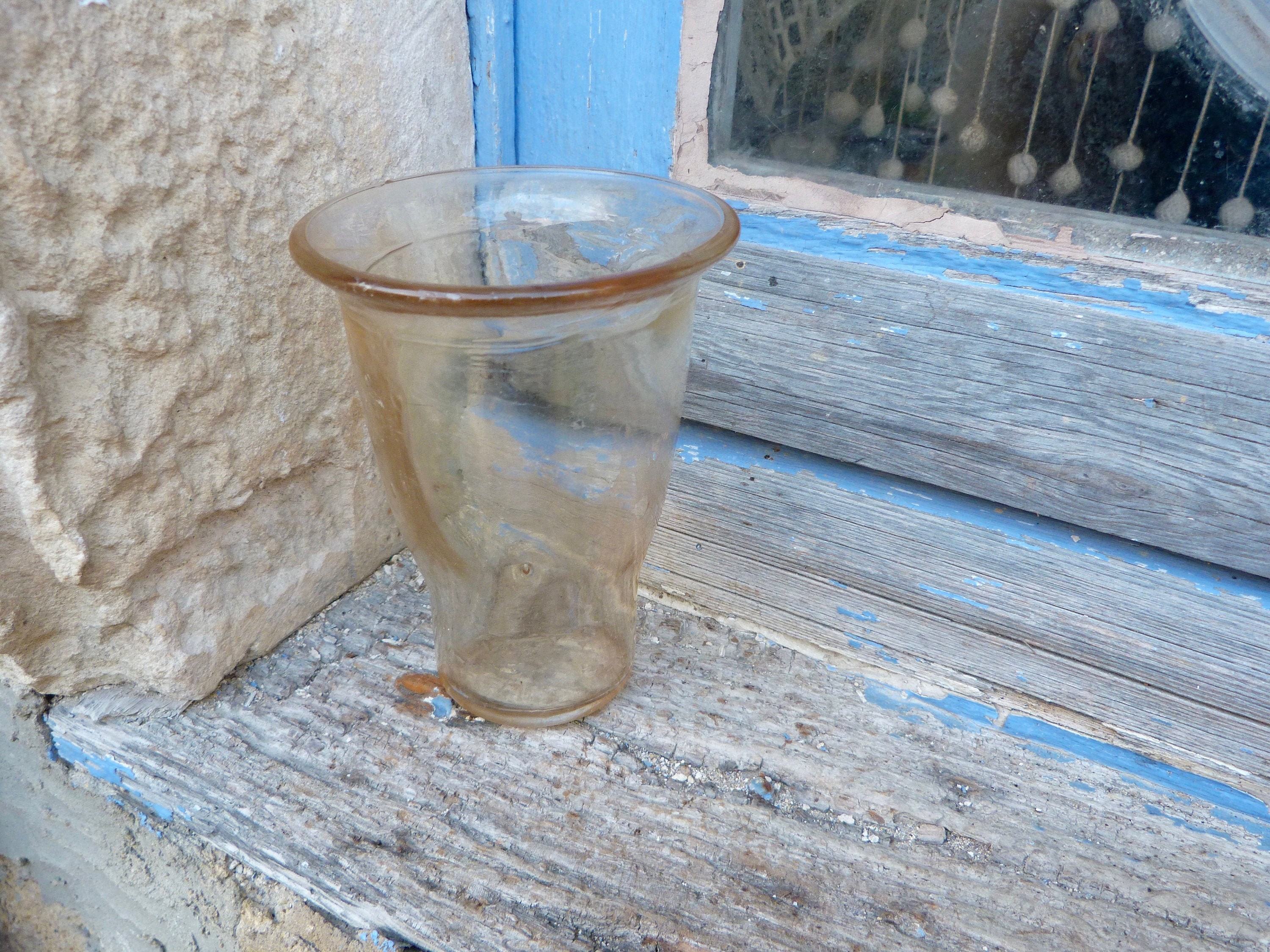 Ancien Verre Lampe Sanctuaire à Poser/Veilleuse d'église Chapelle Autel