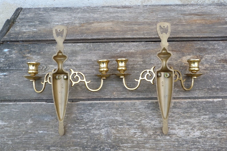 Vintage Old French Pair of Brass Piano Candle Holders /sconces Etsy