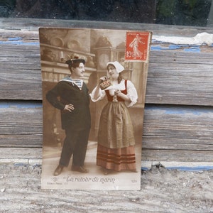 Carte postale  1900/1920  Le retour du marin