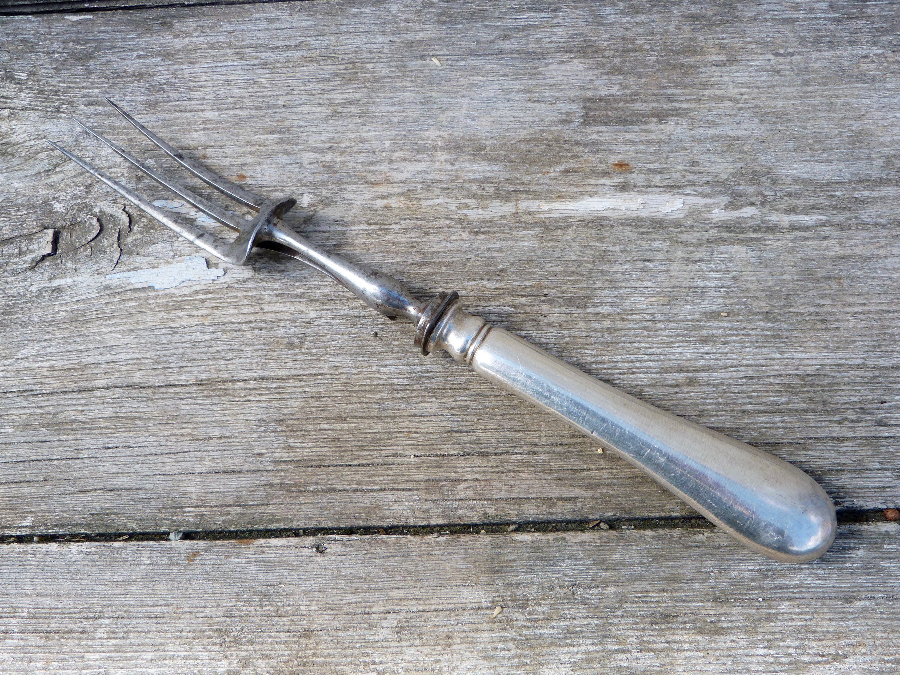 Vintage Antique 1900S Français Gigot Fourchette de Viande d'argent