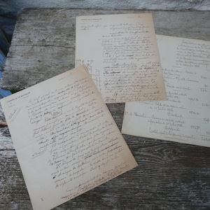 Conjunto antiguo de 5 páginas de documentos antiguos efímeros, manuscritos notariales franceses, N2