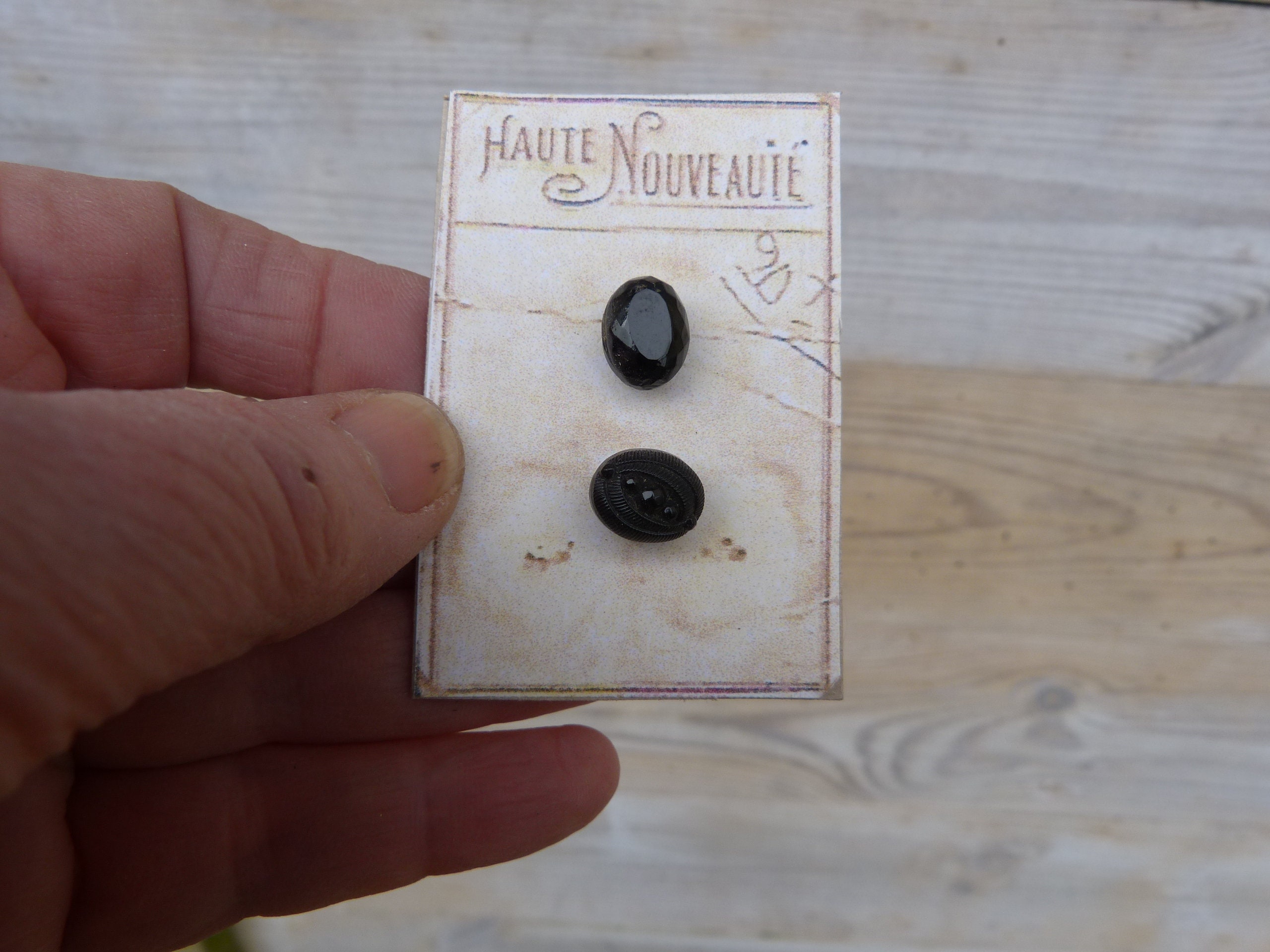 Vintage Antique 1890 French Victorian Oval Carved Black Jet Buttons Set ...