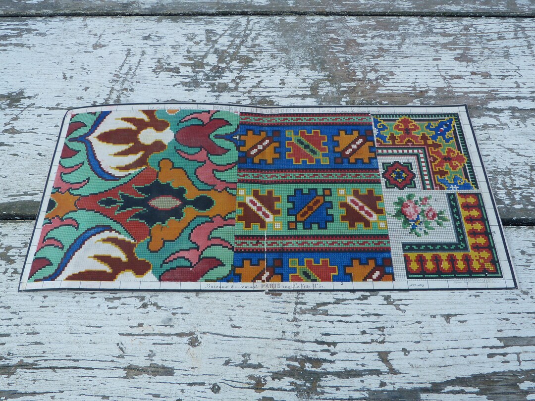 Victorian Cross Pattern Vintage Antique Victorian French Cross Stiched Sample Pattern for ...