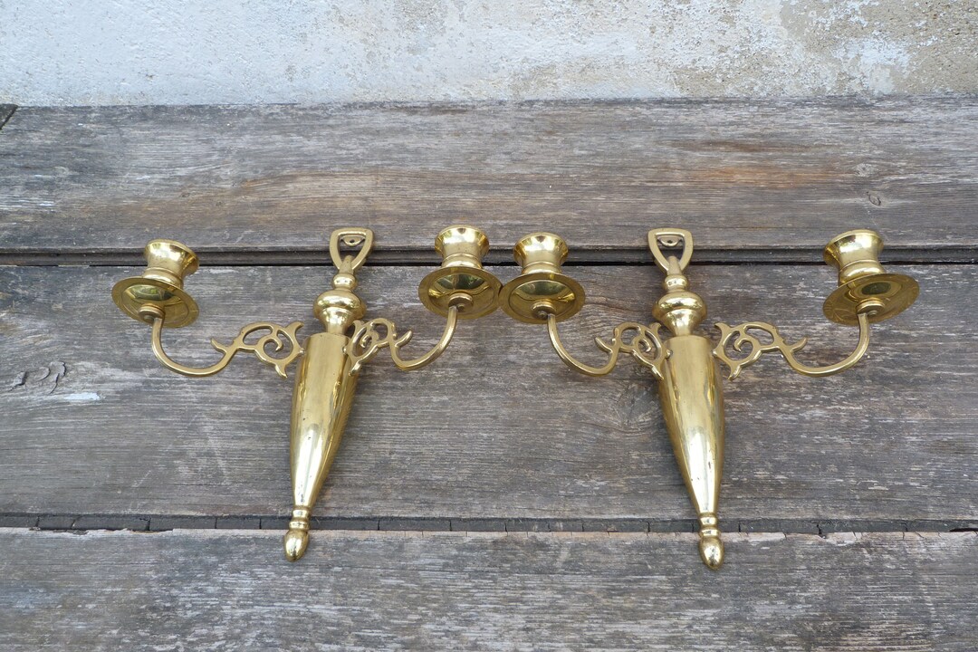 Vintage Old French Pair of Brass Piano Candle Holders /sconces Etsy