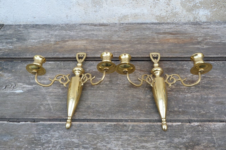 Vintage Old French Pair of Brass Piano Candle Holders /sconces Etsy
