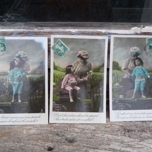 Lot de 3 cartes postales anciennes  theme amour maternel