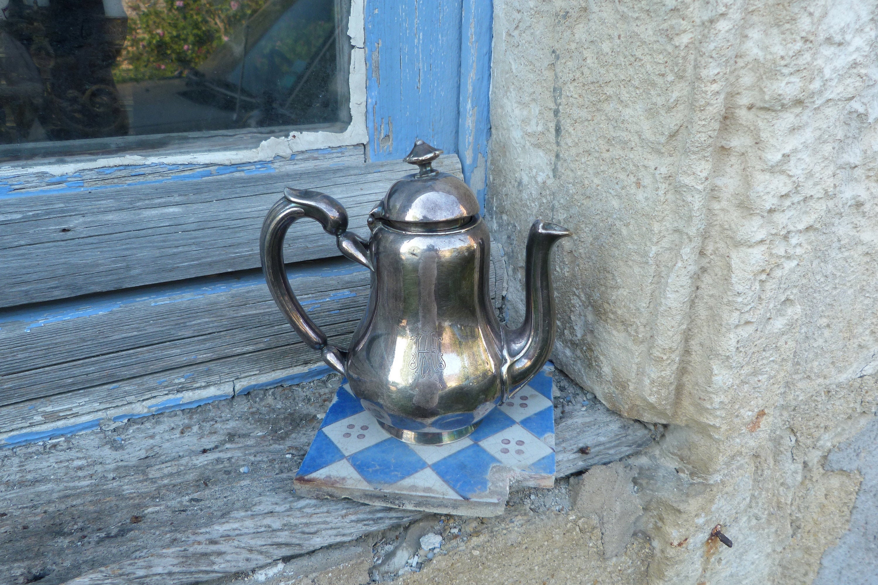 Vintage Théiére ou Cafetière Début Xxème Lotus Plaqué Argent Christofle Verseuse Égoiste