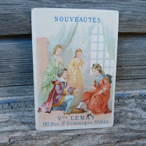 Vintage Antique 1900 Francuska reklama chromolitograficzna Nouveautés