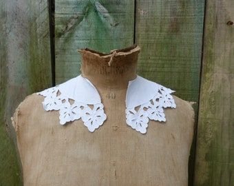 Manteau De Baptême Ancien En Coton Piqué Blanc - Grand Col Brodé - Bébé 1900