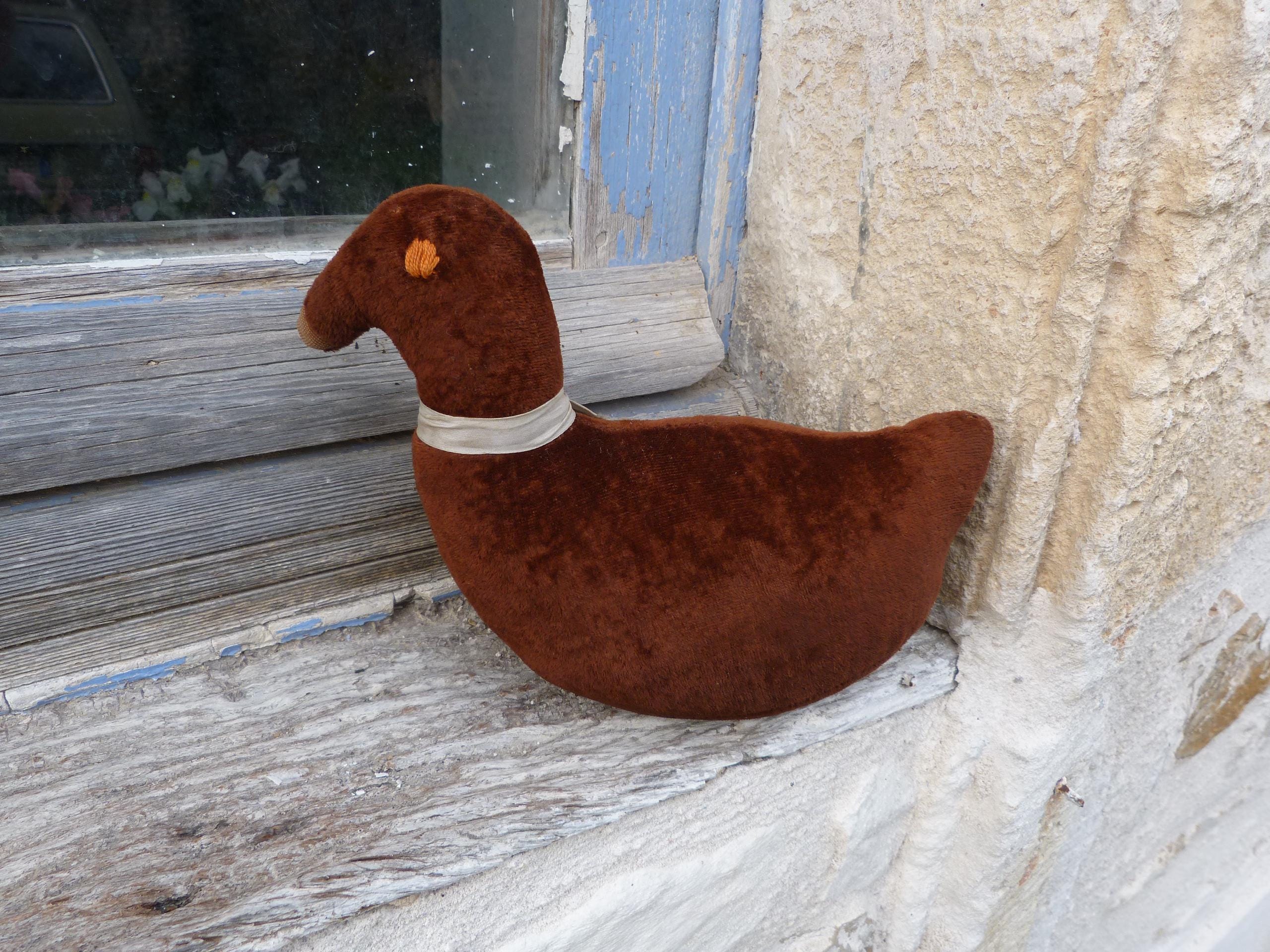 Très Ancien petit caniche en peluche rembourrage yeux
