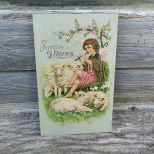 Carte postale 1900  Enfants Paques carte en relief