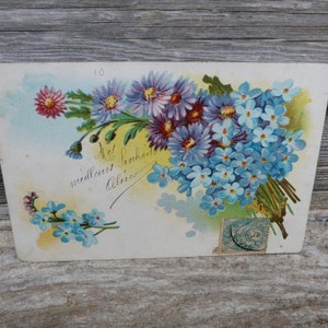 Carte postale 1900   motifs fleurs  Myosotis
