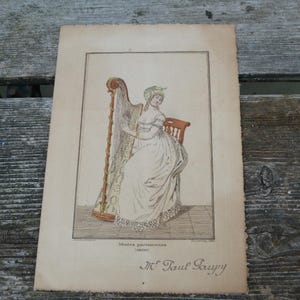 Vintage antiek Edwardiaans 1890 Frans papier handgeschreven menu met illustratie