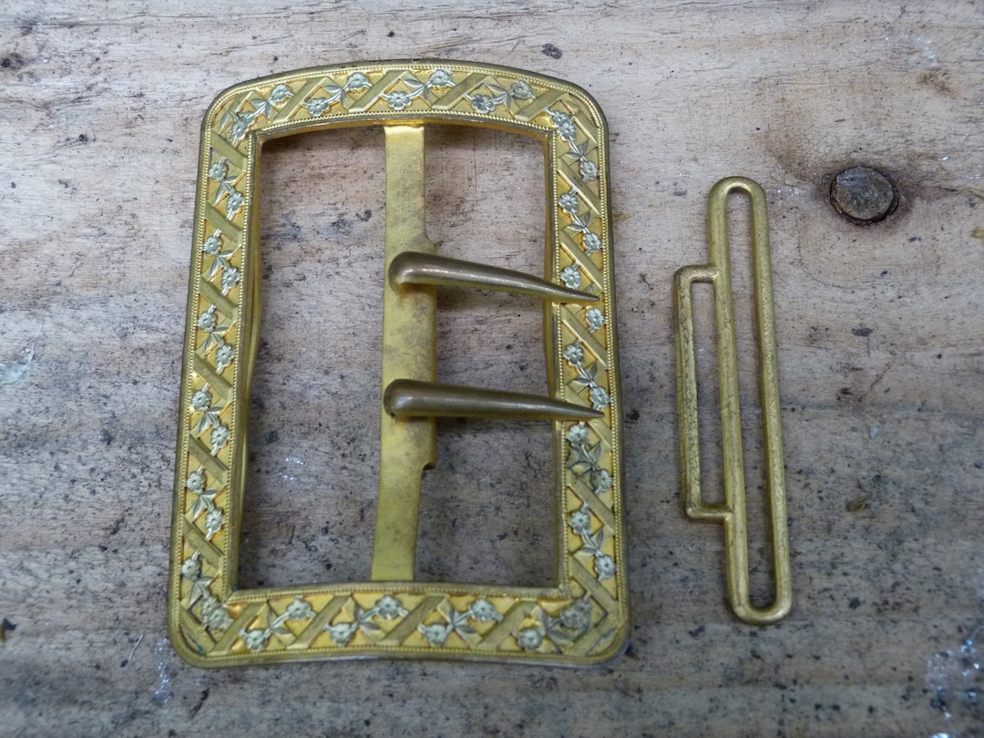 ANTICA FIBBIA CINTURA In ARGENTO 800 Infermiere VITTORIANA Floreale Scatola