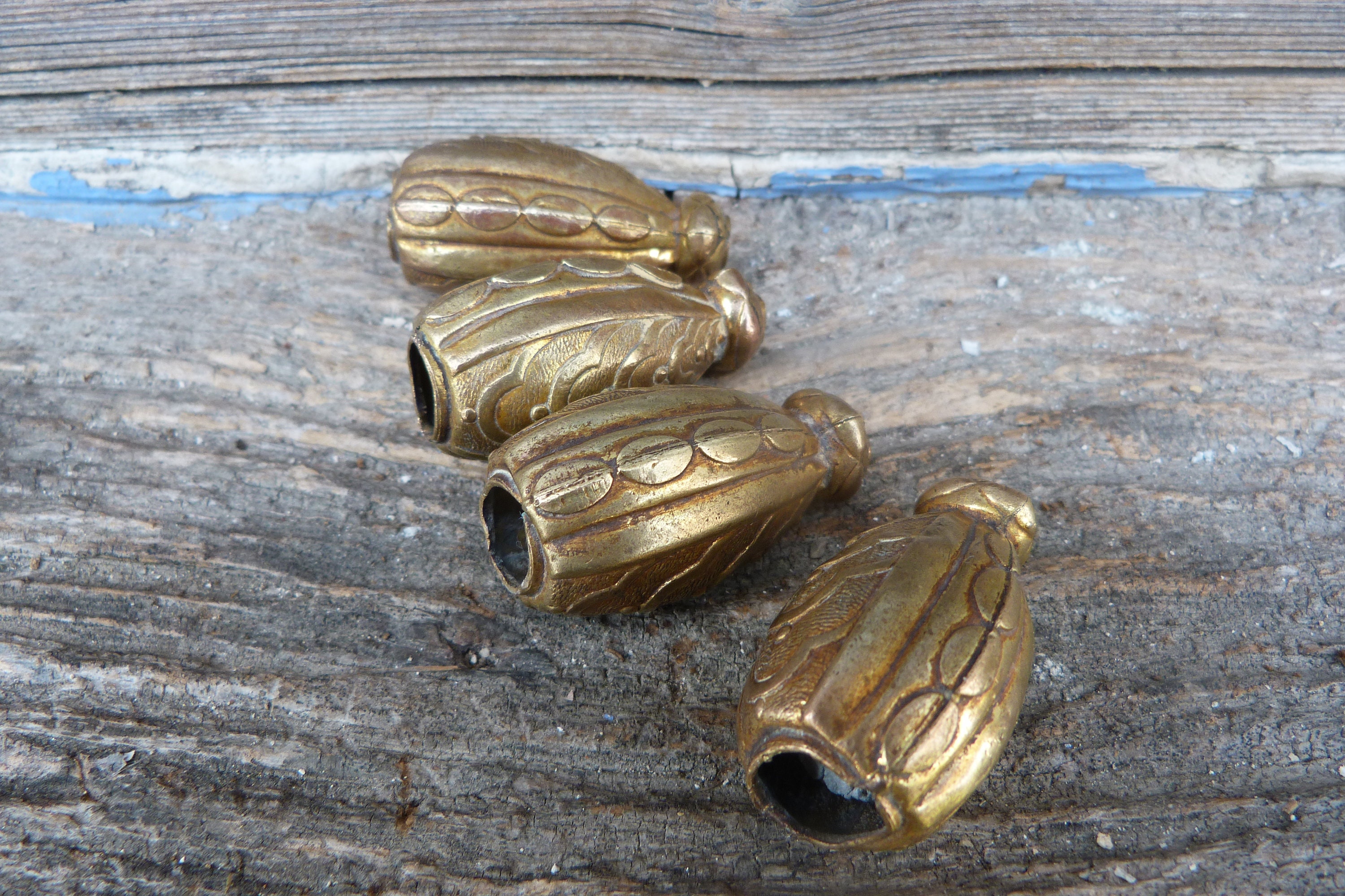 Ensemble de 4 Glands Poids Pour Tringle à Rideaux Laiton Doré Anciens