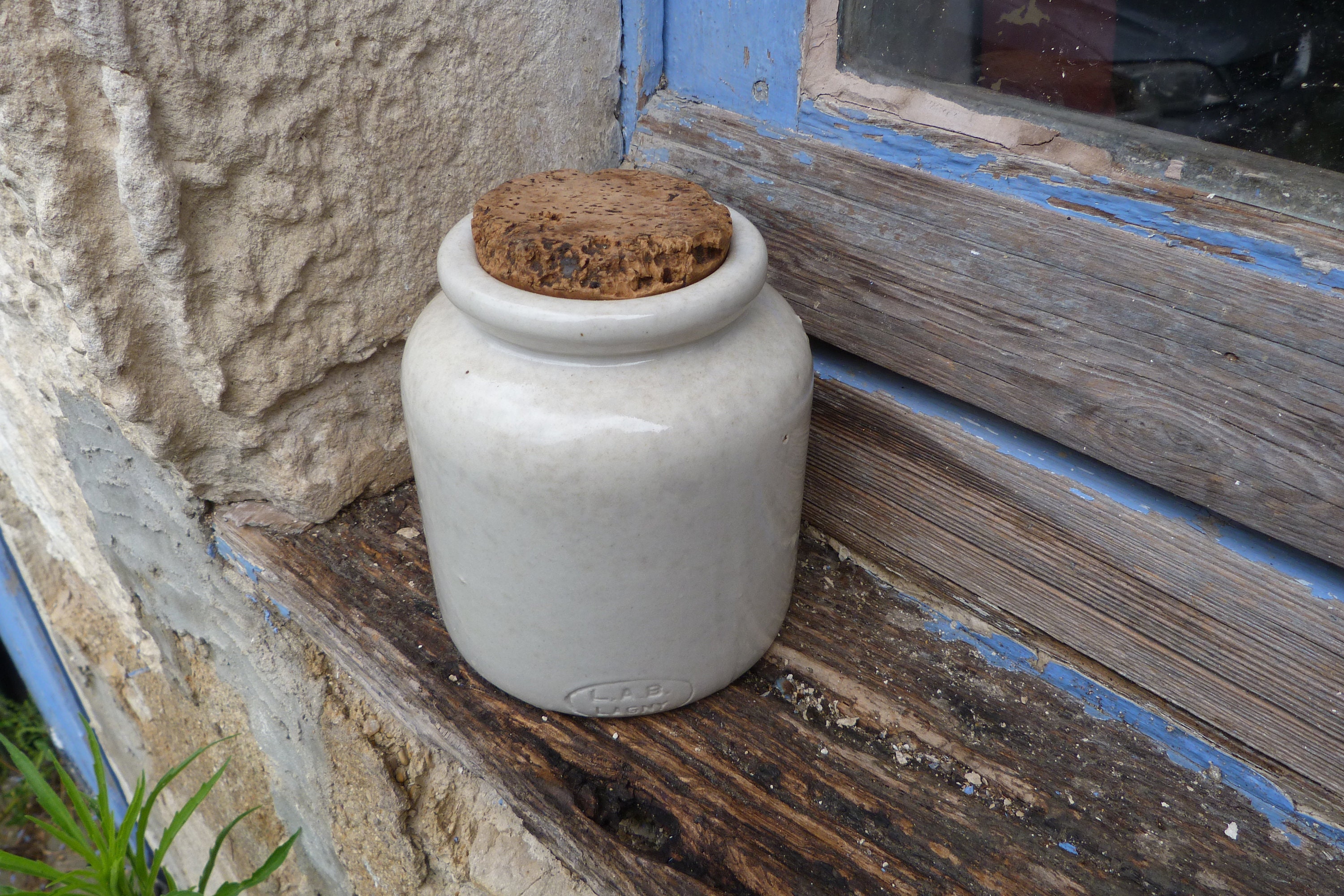 Vintage Pot en Grés Ancien Pot à Moutarde Lab Lagny