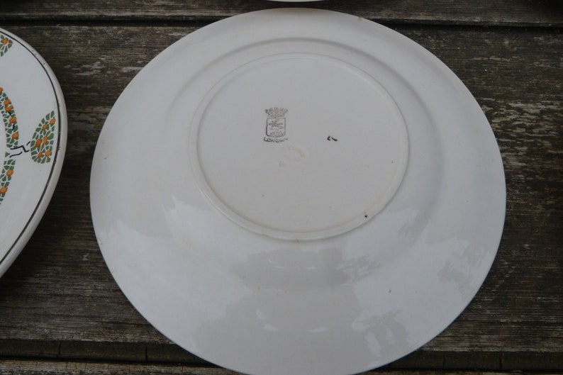 Vintage French 1900s ceramica Longwy Set of 7 dinner plates