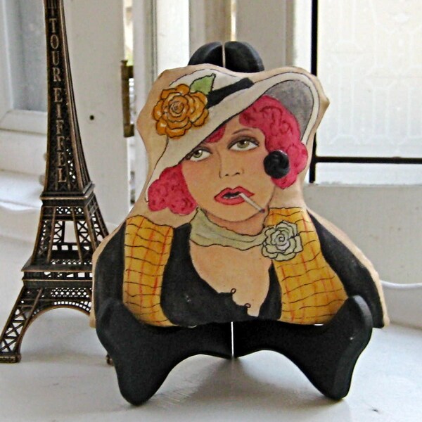 EDITH SHAPED PILLOW    LES FEMMES DE PARIS    hand painted