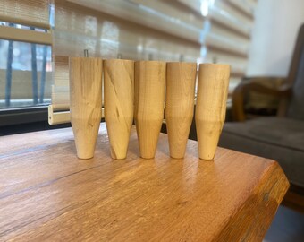 Maple Wood Sofa Legs a set of 4 Legs for DIY Easy to Install Legs with Mounting Kit Couch Legs Legs for Bookshelf Custom Legs 3" Width top