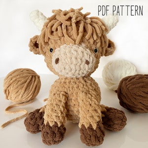Highland Cow Crochet Pattern, Amigurumi Cow Pattern, Crochet Plushie, Digital Download, DIY Crochet Toy, Handmade Gift Idea, Craft