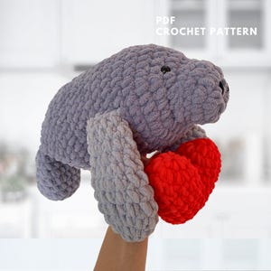 Manatee with Heart Crochet Pattern, Amigurumi Marina Manatee Pattern, Crochet Plushie, DIY Crochet Toy, Valentine Crochet, Crochet Market