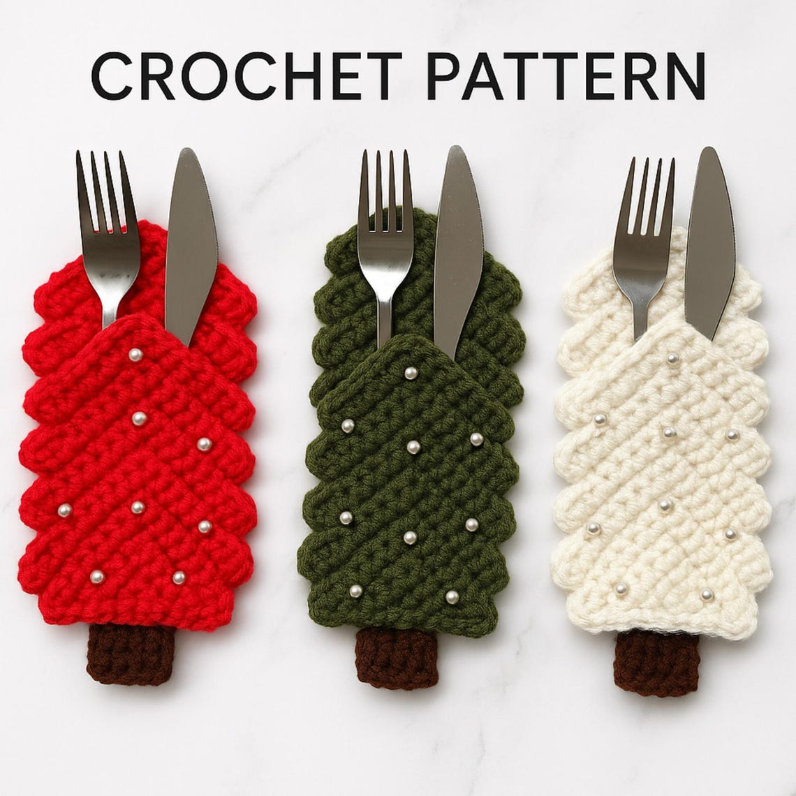 Christmas Cutlery Holder Crochet Pattern, Christmas Dinner Table — free download
