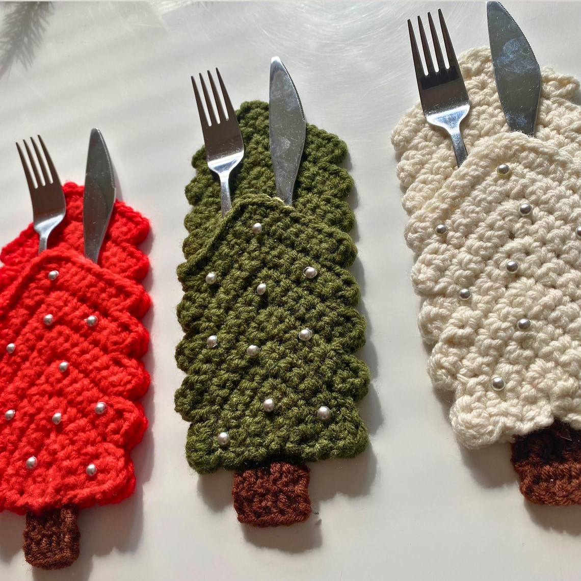 Christmas Cutlery Holder Crochet Pattern, Christmas Dinner Table — free download