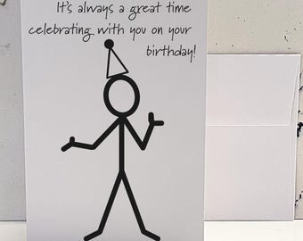 Funny Dark Humor Birthday Card: Sarcastic Stick Figure
