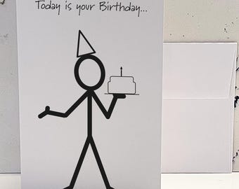 Funny Dark Humor Birthday Card: Sarcastic Stick Figure