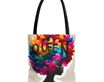 Afrocentric Graphic Tote Bag: Black Women's Shopping Carryall